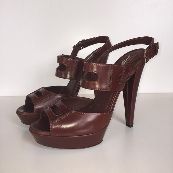 YSL Brown Platform Sandals